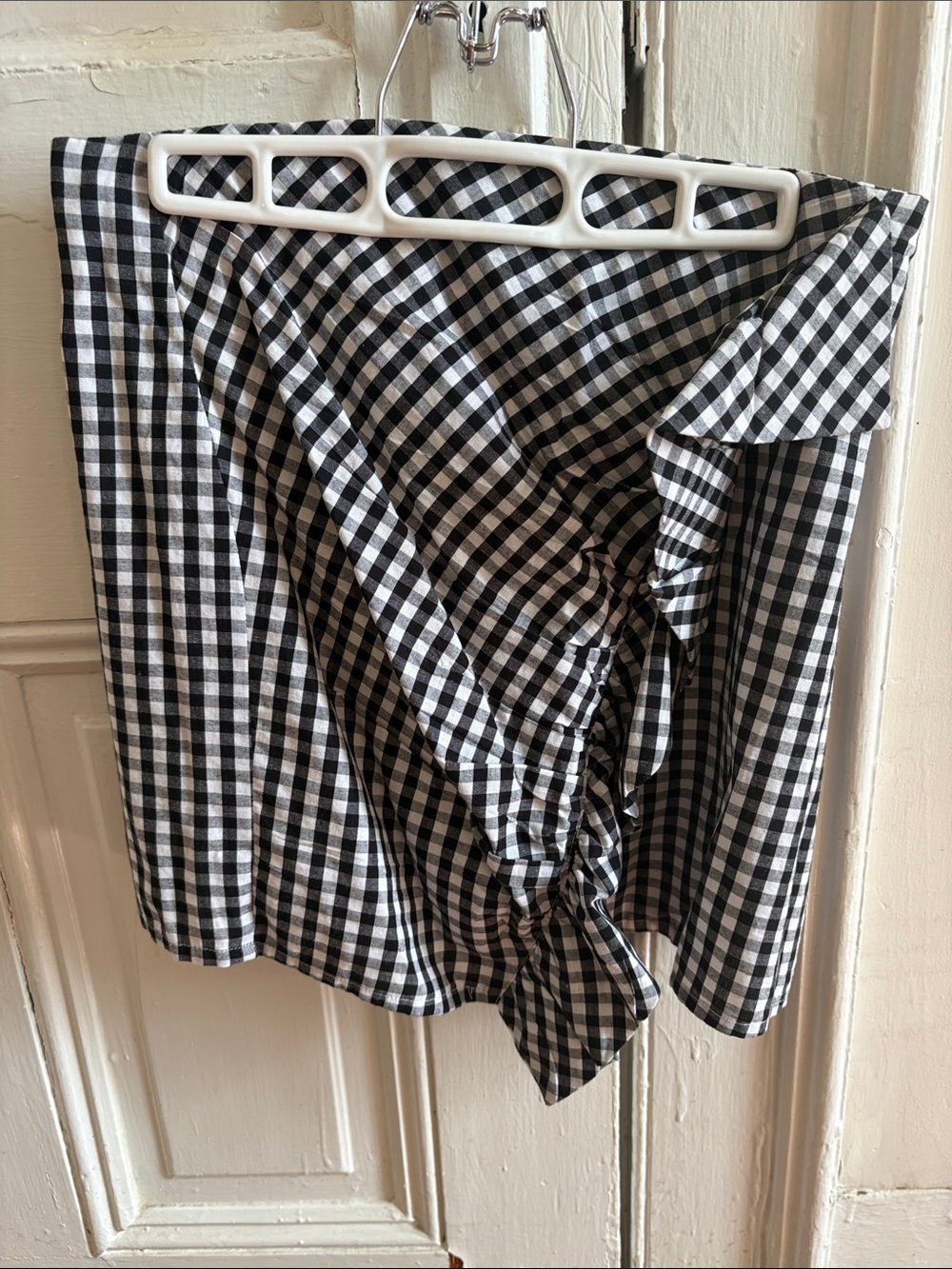 Black & White Gingham Ruffle  Skirt